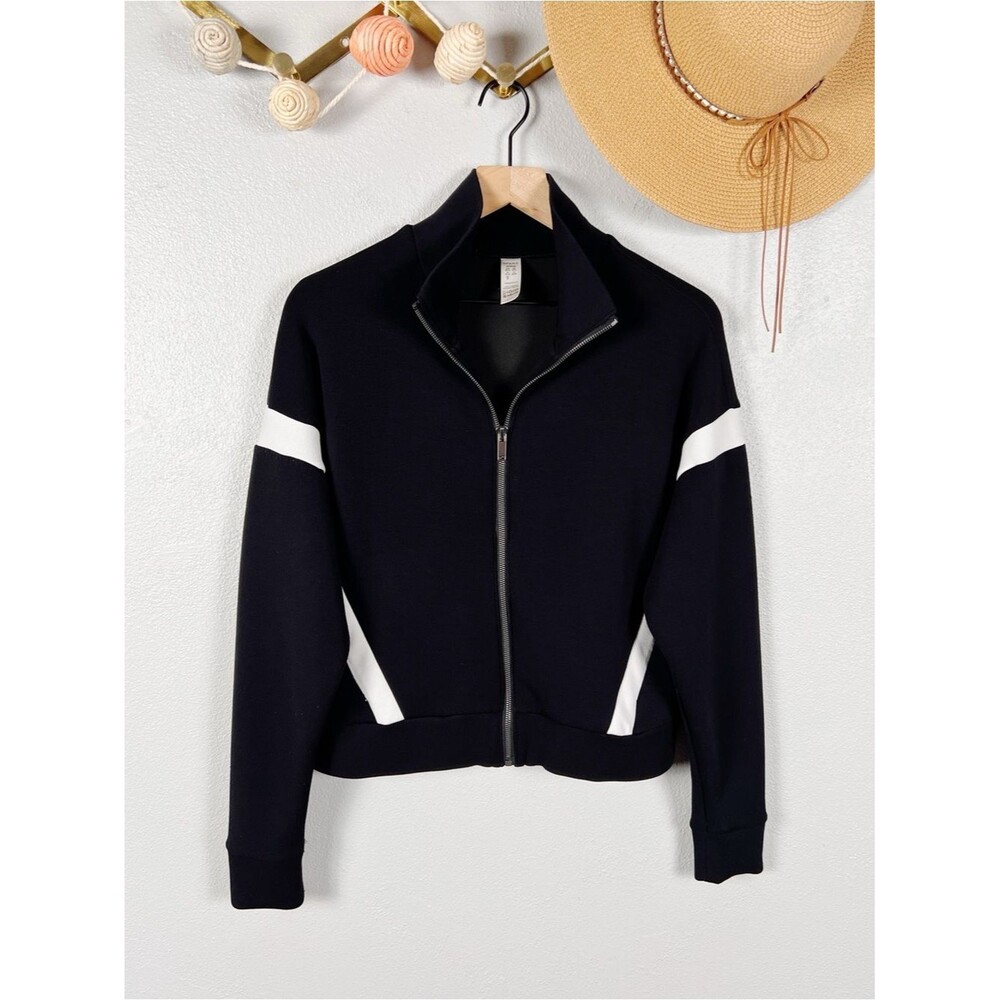 Spanx AirEssentials Striped Zip Up Track Jacket Size Medium - Picture 5 of 6